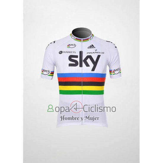 Sky UCI Mondo Campione Ropa Ciclismo Culotte Corto 2012 Hombre Mangas Cortas Rosso y Blanco